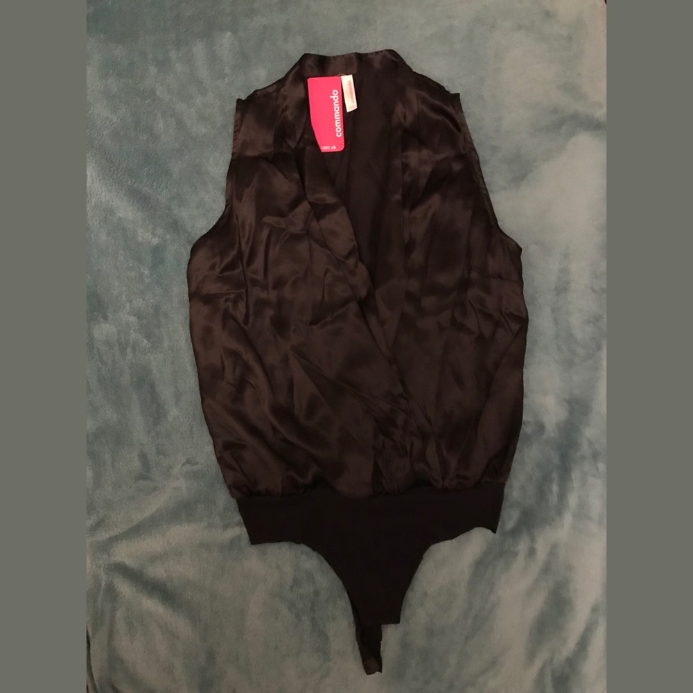 Commando Black Silk Wrap Bodysuit Medium